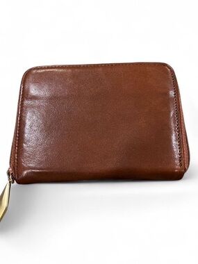 Brown Nordstrom Leather Zip Wallet Credit Card Holder